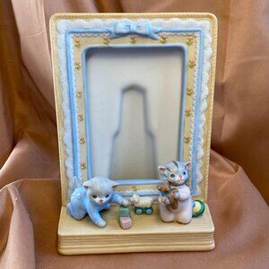 Rare Vintage Schmid 1992 Kitty Cucumber Ceramic Baby Photo Frame